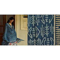 Indigo grounds ~ Batic Indigo * Chanderi Dupatta * 1 * { Organic Indigo }